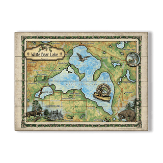 White Bear Lake, Minnesota: Illustrated Map - Wood & Metal Wall Art Wood & Metal Wall Art Lisa Middleton Wood 23" x 17"