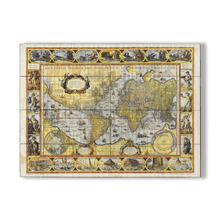 1630 Nova Totius Terrarum Orbis Geographica World Map - Wood & Metal Wall Art Wood & Metal Wall Art Lisa Middleton Wood 23" x 17"