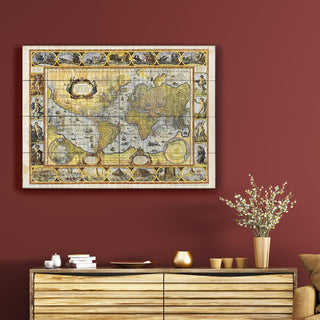 1630 Nova Totius Terrarum Orbis Geographica World Map - Wood & Metal Wall Art Wood & Metal Wall Art Lisa Middleton