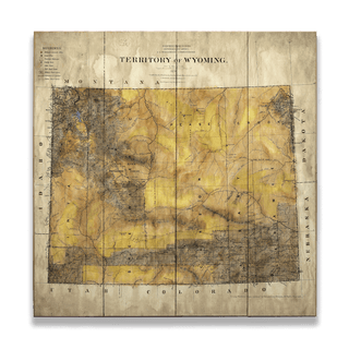Territory of Wyoming: Illustrated Map - Wood & Metal Wall Art Wood & Metal Wall Art Lisa Middleton Wood 18" x 18"
