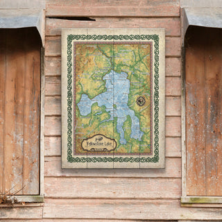 Yellowstone Lake: Illustrated Map - Wood & Metal Wall Art Wood & Metal Wall Art Lisa Middleton