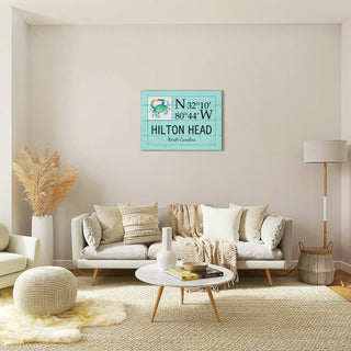 Coastal Coordinate Grid: Teal Crab - Wood & Metal Wall Art Wood & Metal Wall Art Joanne Murphy