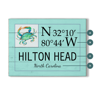 Coastal Coordinate Grid: Teal Crab - Wood & Metal Wall Art Wood & Metal Wall Art Joanne Murphy Wood 12" x 9"