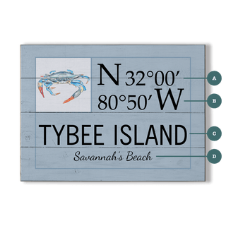 Coastal Coordinate Grid: Gray Blue Crab - Wood & Metal Wall Art Wood & Metal Wall Art Joanne Murphy Wood 12" x 9"