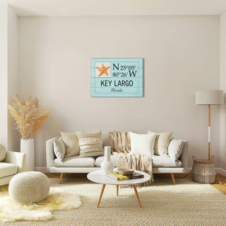 Coastal Coordinate Grid: Aqua Starfish - Wood & Metal Wall Art Wood & Metal Wall Art Joanne Murphy