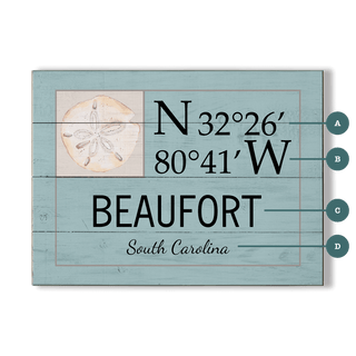 Coastal Coordinate Grid: Sea Blue Sand Dollar - Wood & Metal Wall Art Wood & Metal Wall Art Joanne Murphy Wood 12" x 9"