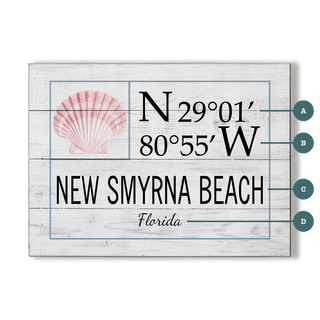 Coastal Coordinate Grid: White Scallop Shell - Wood & Metal Wall Art Wood & Metal Wall Art Joanne Murphy Wood 12" x 9"