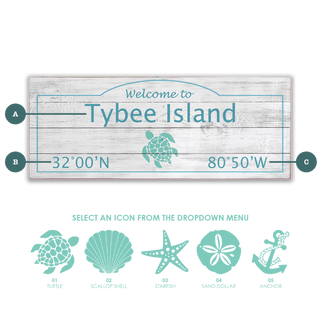 Coastal Welcome: Aqua Icon - Wood & Metal Wall Art Wood & Metal Wall Art Joanne Murphy Wood 16" x 7" Turtle