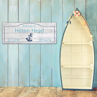 Coastal Welcome: Navy Icon - Wood & Metal Wall Art Wood & Metal Wall Art Joanne Murphy
