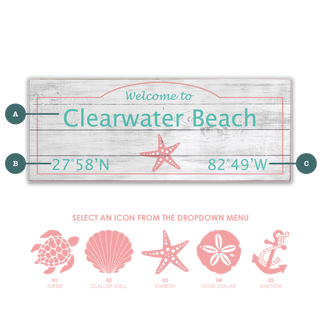 Coastal Welcome: Coral Icon - Wood & Metal Wall Art Wood & Metal Wall Art Joanne Murphy Wood 16" x 7" Starfish