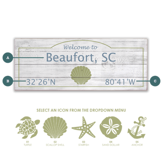 Coastal Welcome: Sage Icon - Wood & Metal Wall Art Wood & Metal Wall Art Joanne Murphy Wood 16" x 7" Scallop Shell