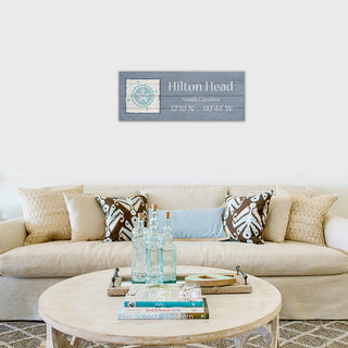 Coastal Compass Side Box: Gray Blue - Wood & Metal Wall Art Wood & Metal Wall Art Joanne Murphy