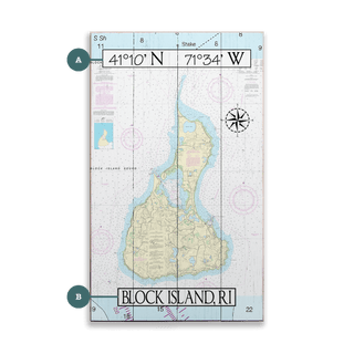 Block Island, RI, Area Chart - Wood & Metal Wall Art Wood & Metal Wall Art Joanne Murphy Wood 8" x 14"