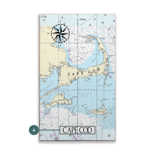 Cape Cod, MA, Area Chart - Wood & Metal Wall Art Wood & Metal Wall Art Joanne Murphy Wood 8" x 14"