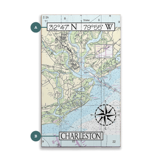 Charleston, SC, Area Chart - Wood & Metal Wall Art Wood & Metal Wall Art Joanne Murphy Wood 8" x 14"