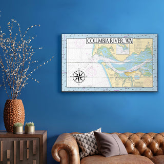 Columbia River, Pacific End Area Chart - Wood & Metal Wall Art Wood & Metal Wall Art Joanne Murphy
