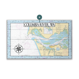 Columbia River, Pacific End Area Chart - Wood & Metal Wall Art Wood & Metal Wall Art Joanne Murphy Wood 14" x 8"