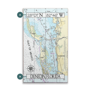 Dunedin, FL, Area Chart - Wood & Metal Wall Art Wood & Metal Wall Art Joanne Murphy Wood 8" x 14"