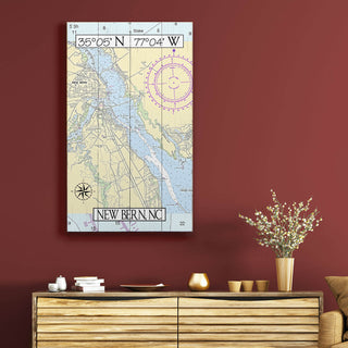 New Bern, NC, Area Chart - Wood & Metal Wall Art Wood & Metal Wall Art Joanne Murphy