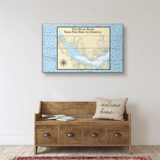 Neuse River, New Bern to Oriental, NC, Area Chart - Wood & Metal Wall Art Wood & Metal Wall Art Joanne Murphy