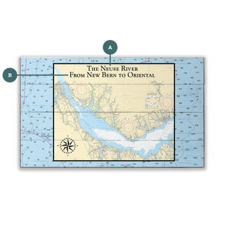 Neuse River, New Bern to Oriental, NC, Area Chart - Wood & Metal Wall Art Wood & Metal Wall Art Joanne Murphy Wood 14" x 8"