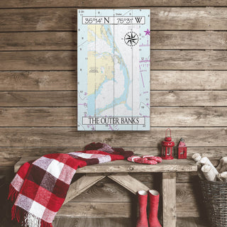 Outer Banks, NC, Area Chart - Wood & Metal Wall Art Wood & Metal Wall Art Joanne Murphy