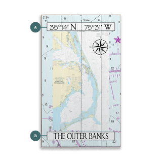 Outer Banks, NC, Area Chart - Wood & Metal Wall Art Wood & Metal Wall Art Joanne Murphy Wood 8" x 14"