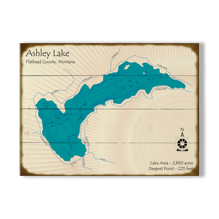 Ashley Lake, Montana - Wood & Metal Wall Art Wood & Metal Wall Art Lake Art Wood 12" x 9"