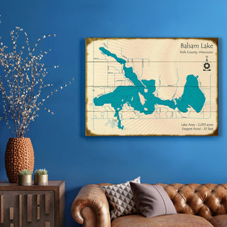 Balsam Lake, Wisconsin - Wood & Metal Wall Art Wood & Metal Wall Art Lake Art