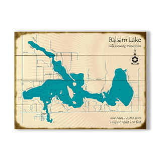 Balsam Lake, Wisconsin - Wood & Metal Wall Art Wood & Metal Wall Art Lake Art