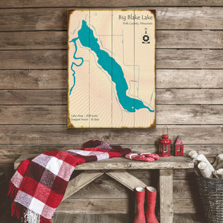 Big Blake Lake, Wisconsin - Wood & Metal Wall Art Wood & Metal Wall Art Lake Art