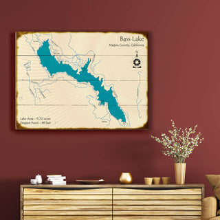 Bass Lake, California - Wood & Metal Wall Art Wood & Metal Wall Art Lake Art