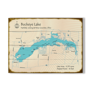 Buckeye Lake, Ohio - Wood & Metal Wall Art Wood & Metal Wall Art Lake Art Wood 23" x 17"