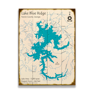 Lake Blue Ridge, Georgia - Wood & Metal Wall Art Wood & Metal Wall Art Lake Art Wood 17" x 23"