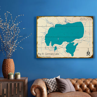 Big St. Germain Lake, Wisconsin - Wood & Metal Wall Art Wood & Metal Wall Art Lake Art