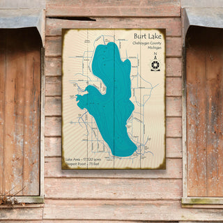Burt Lake, Michigan - Wood & Metal Wall Art Wood & Metal Wall Art Lake Art