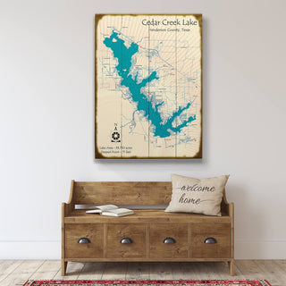 Cedar Creek Lake, Texas - Wood & Metal Wall Art Wood & Metal Wall Art Lake Art