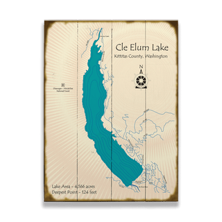Cle Elum Lake, Washington - Wood & Metal Wall Art Wood & Metal Wall Art Lake Art Wood 17" x 23"