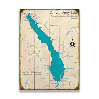 Canyon Ferry Lake, Montana - Wood & Metal Wall Art Wood & Metal Wall Art Lake Art Wood 9" x 12"