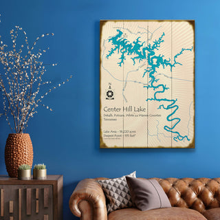 Center Hill Lake, Tennessee - Wood & Metal Wall Art Wood & Metal Wall Art Lake Art