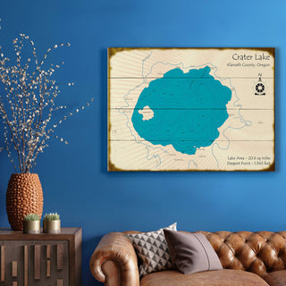 Crater Lake, Oregon - Wood & Metal Wall Art Wood & Metal Wall Art Lake Art