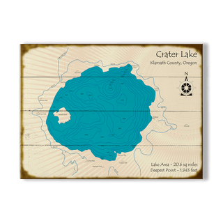 Crater Lake, Oregon - Wood & Metal Wall Art Wood & Metal Wall Art Lake Art