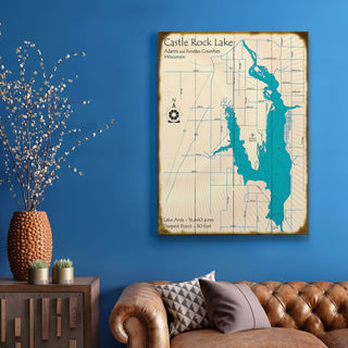 Castle Rock Lake, Wisconsin - Wood & Metal Wall Art Wood & Metal Wall Art Lake Art