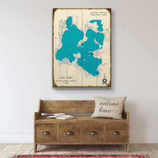Gun Lake, Michigan - Wood & Metal Wall Art Wood & Metal Wall Art Lake Art