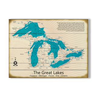 The Great Lakes - Wood & Metal Wall Art Wood & Metal Wall Art Lake Art