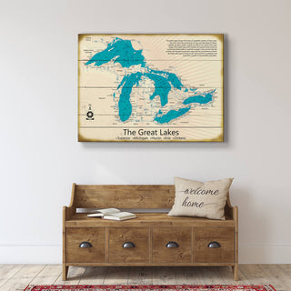 The Great Lakes - Wood & Metal Wall Art Wood & Metal Wall Art Lake Art