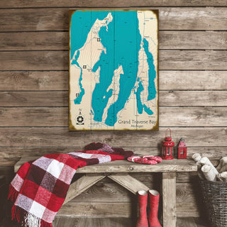 Grand Traverse Bay, Michigan - Wood & Metal Wall Art Wood & Metal Wall Art Lake Art