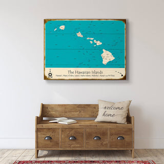 The Hawaiian Islands - Wood & Metal Wall Art Wood & Metal Wall Art Lake Art