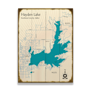 Hayden Lake, Idaho - Wood & Metal Wall Art Wood & Metal Wall Art Lake Art Wood 9" x 12"