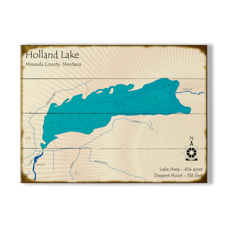 Holland Lake, Montana - Wood & Metal Wall Art Wood & Metal Wall Art Lake Art Wood 17" x 23"